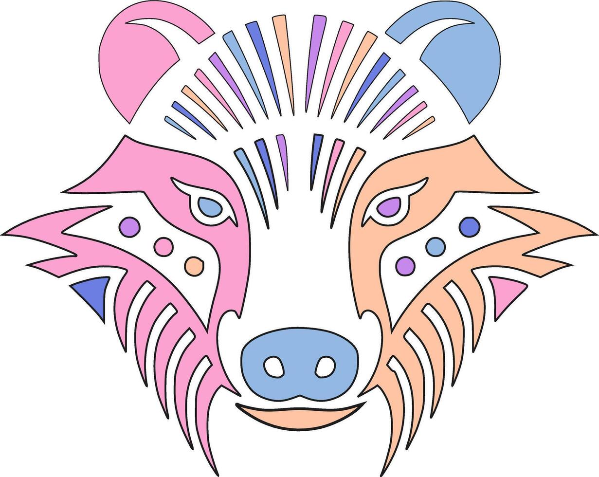 Ancient Tribal Hog Badger Face Design vector