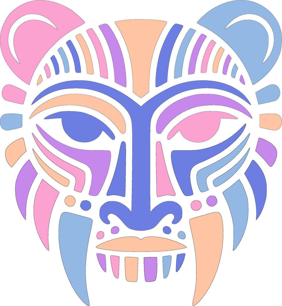 Ancient Stylized Tribal Fossa Face Design vector