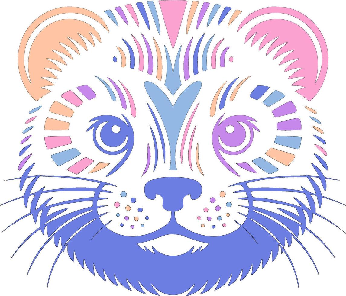 Ancient Tribal American Mink Face Design vector