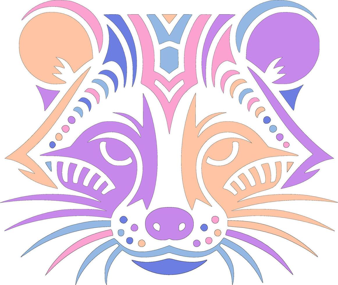 Ancient Stylized Tribal Civet Face Design vector