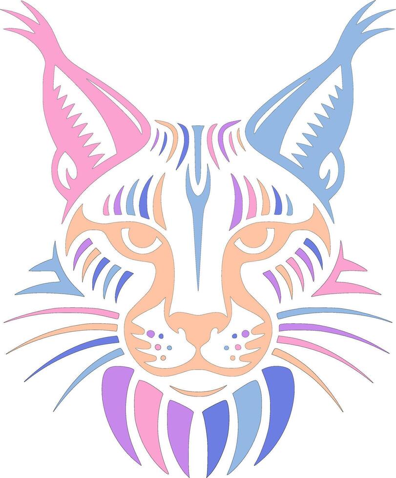 Fierce Stylized Tribal Caracal Face Design vector