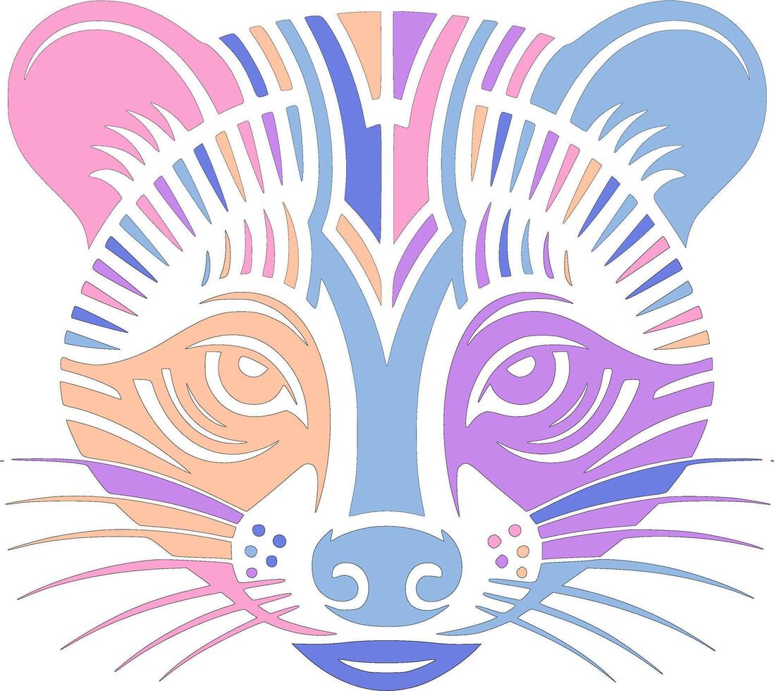Iconic Stylized Tribal Civet Face Design vector