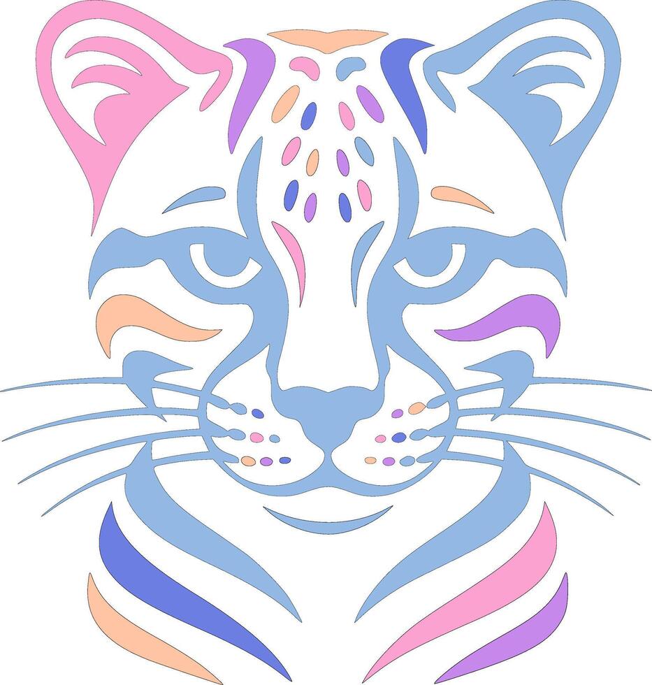 Fierce Stylized Tribal Ocelot Face Design vector