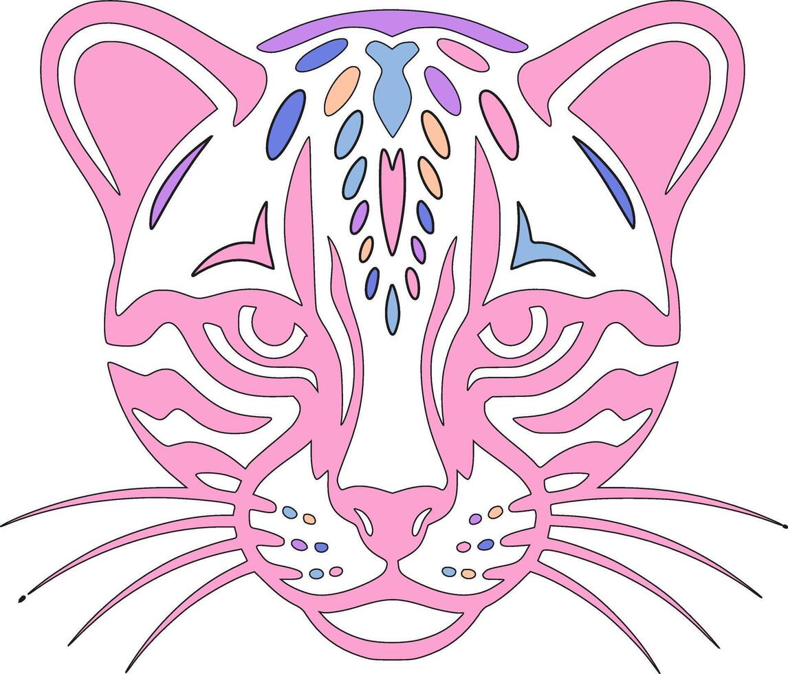 Elegant Stylized Tribal Ocelot Face Design vector