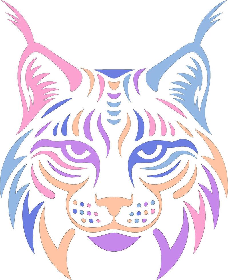 Decorated Tribal Canadian Lynx Face Design vector