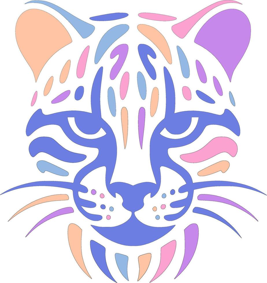 Sacred Stylized Tribal Ocelot Face Design vector