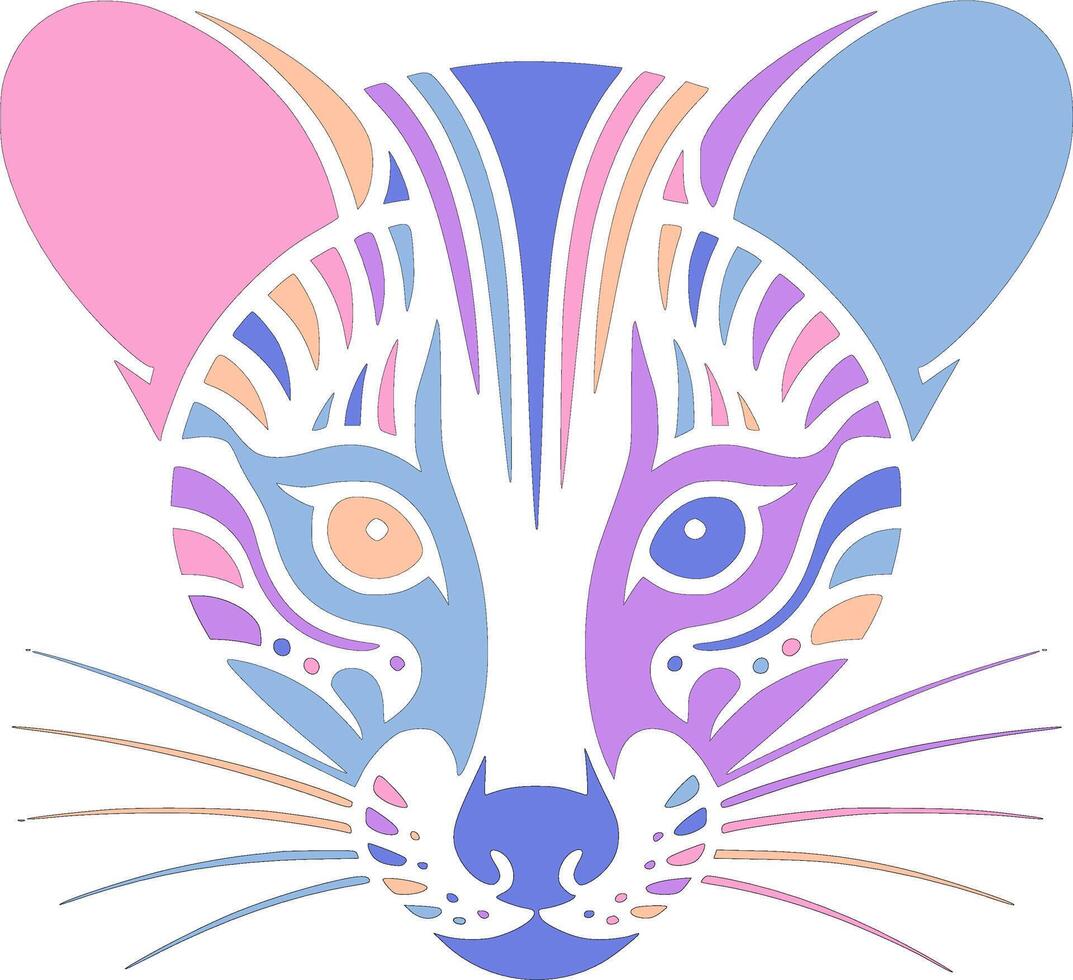 Iconic Stylized Tribal Genet Face Design vector