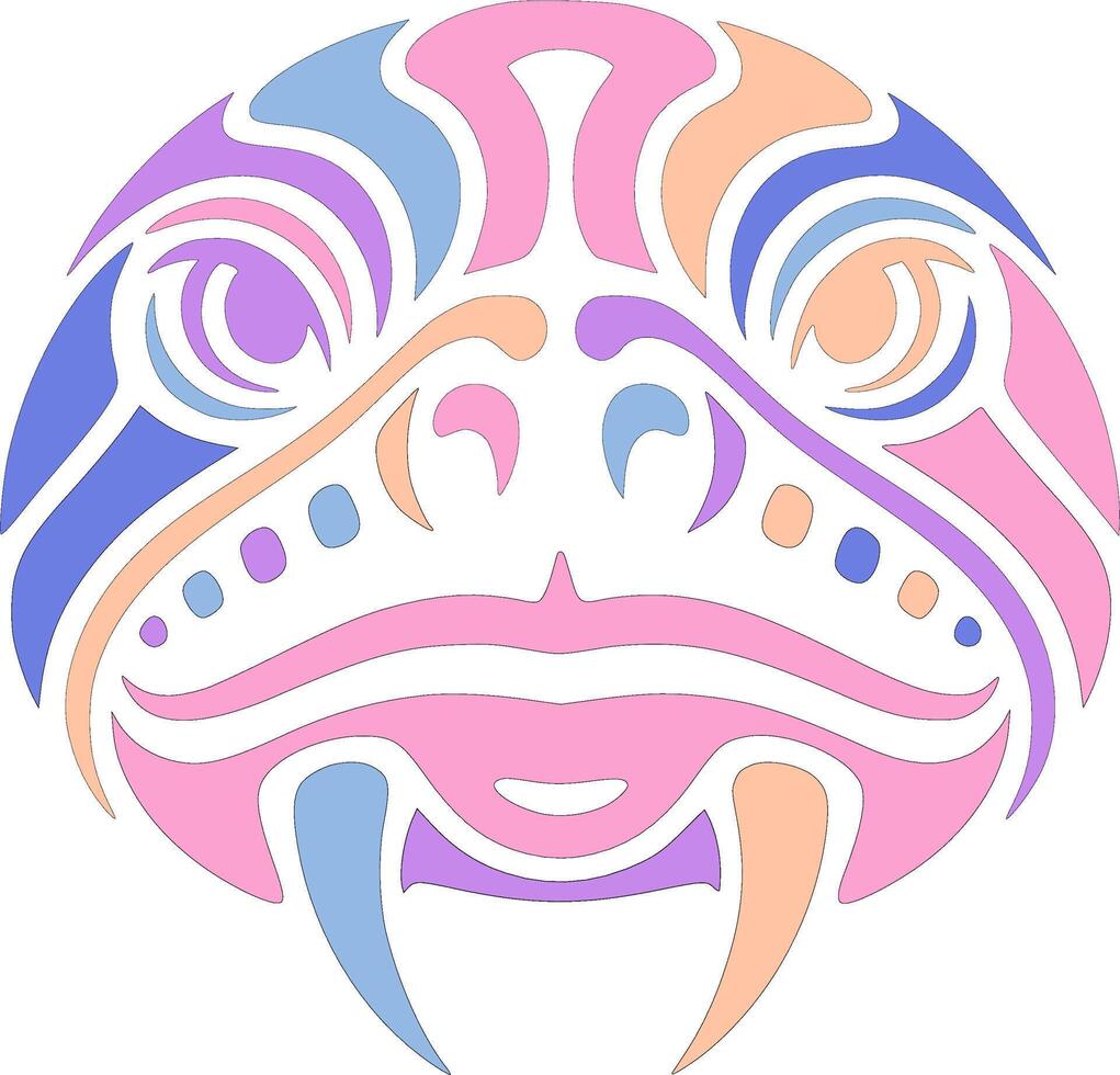 Iconic Tribal Leatherback Turtle Face Design vector
