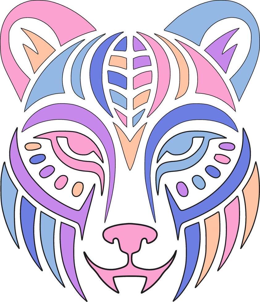 Ancient Stylized Tribal Sable Face Design vector