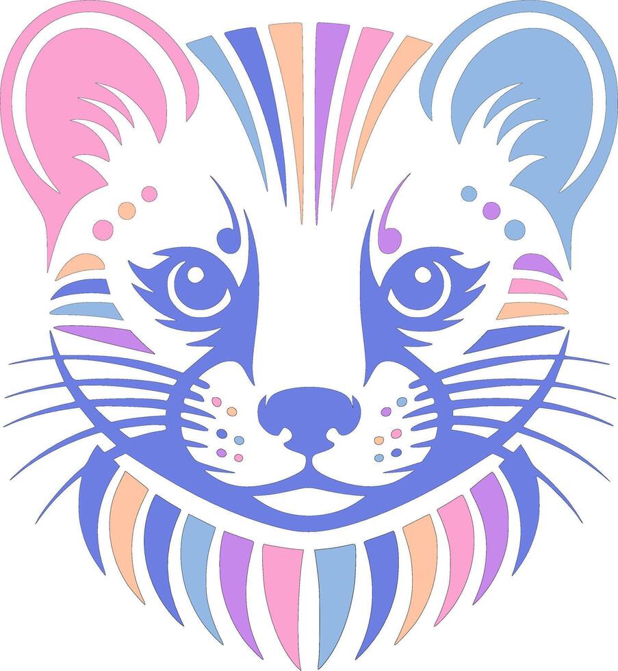 Ancient Stylized Tribal Marten Face Design vector