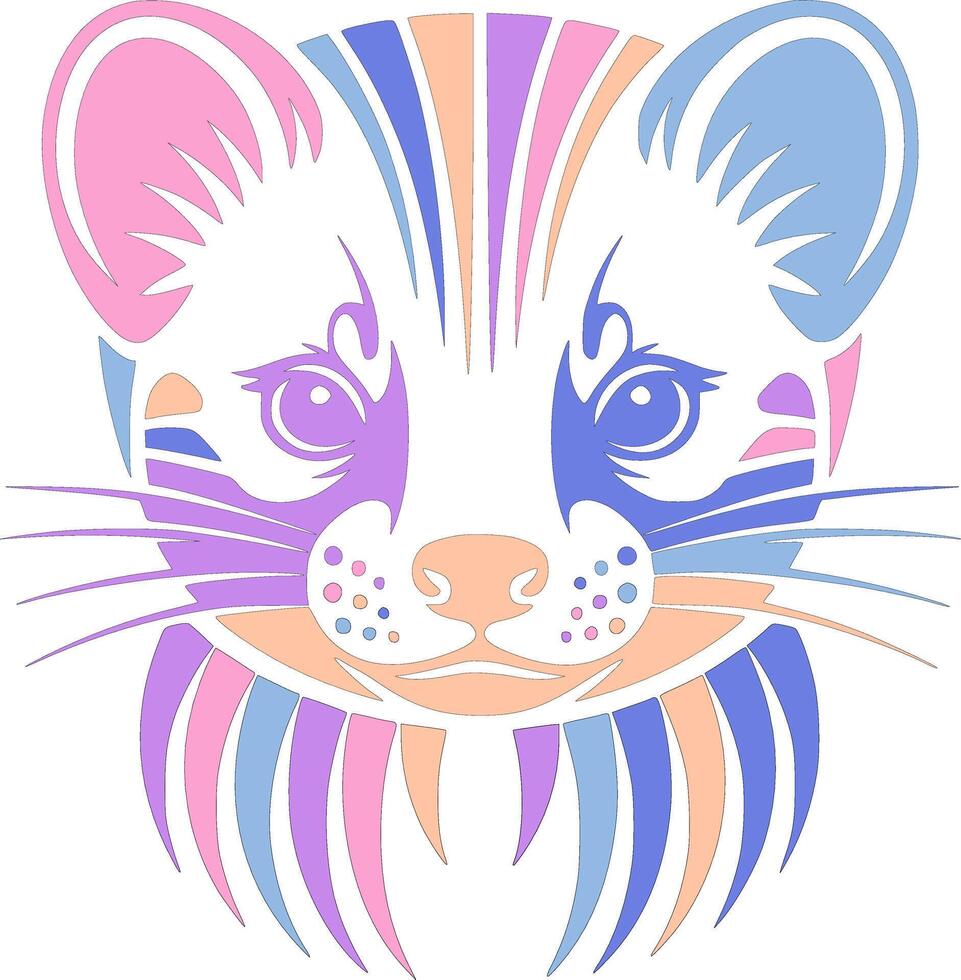 Mystical Tribal Pine Marten Face Design vector