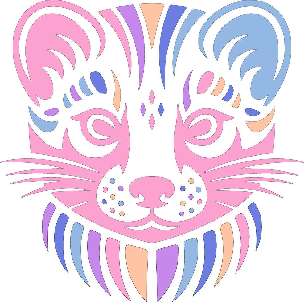 Iconic Tribal Pine Marten Face Design vector