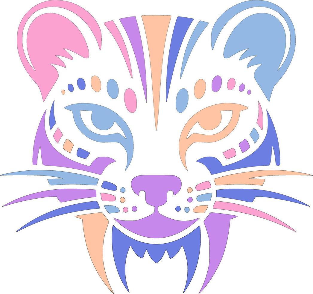 Ancient Stylized Tribal Ermine Face Design vector