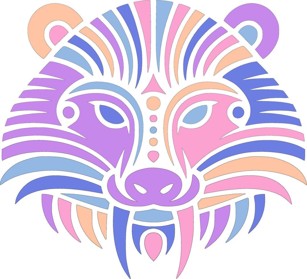 Iconic Stylized Tribal Binturong Face Design vector