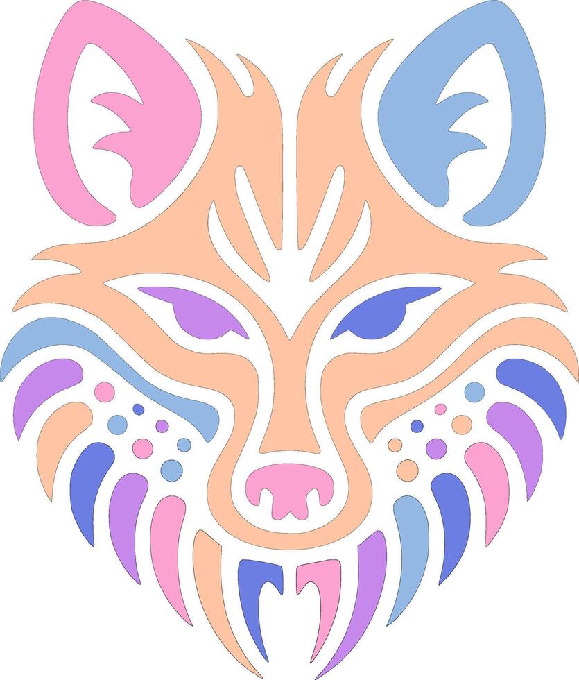 Iconic Stylized Tribal Dhole Face Design vector