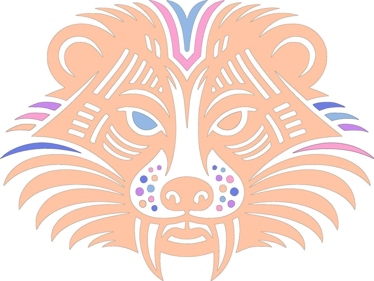 Mystical Stylized Tribal Binturong Face Design vector