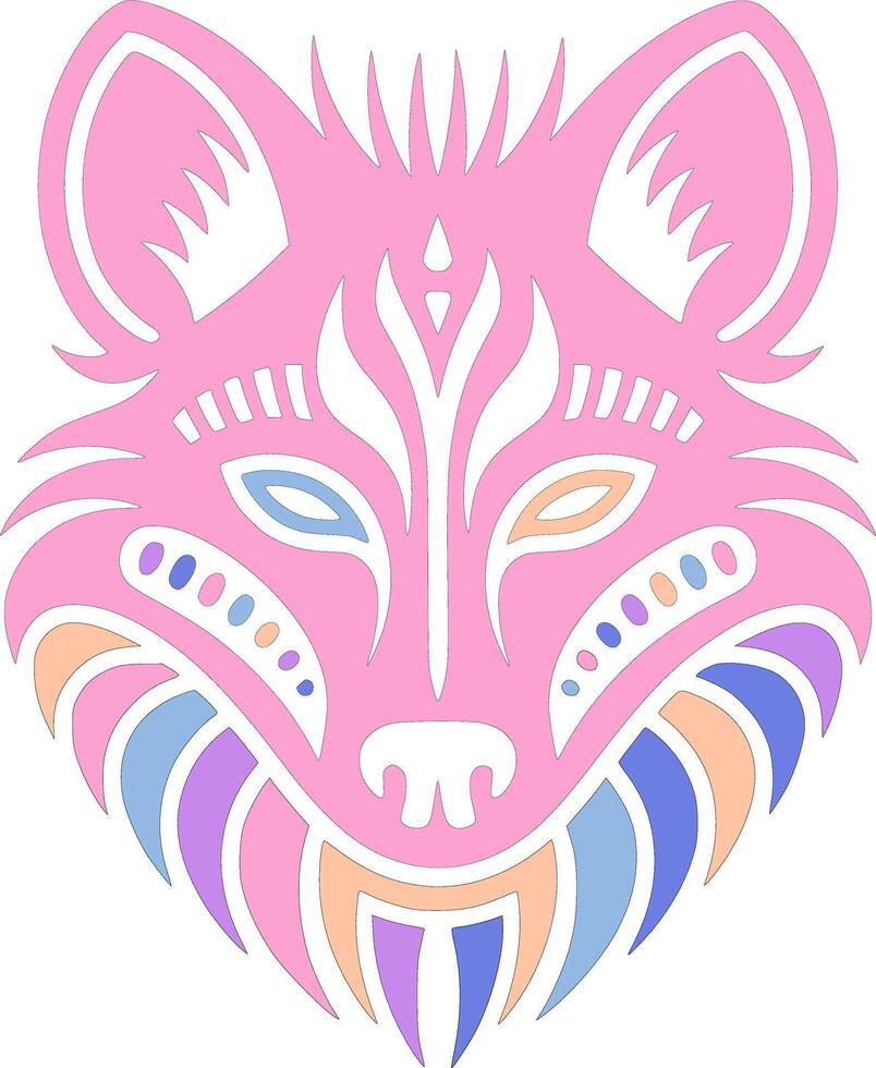 Stylized Tribal Dhole Face Design vector