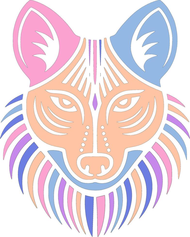 Mystical Stylized Tribal Dhole Face Design vector
