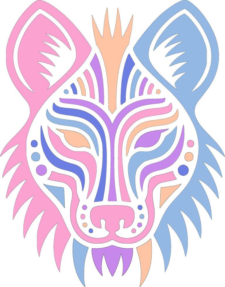 Ancient Stylized Tribal Dhole Face Design vector