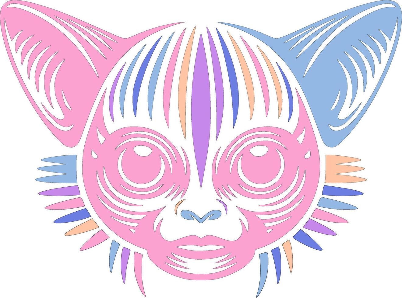 Mystical Tribal Bush Baby Face Design vector