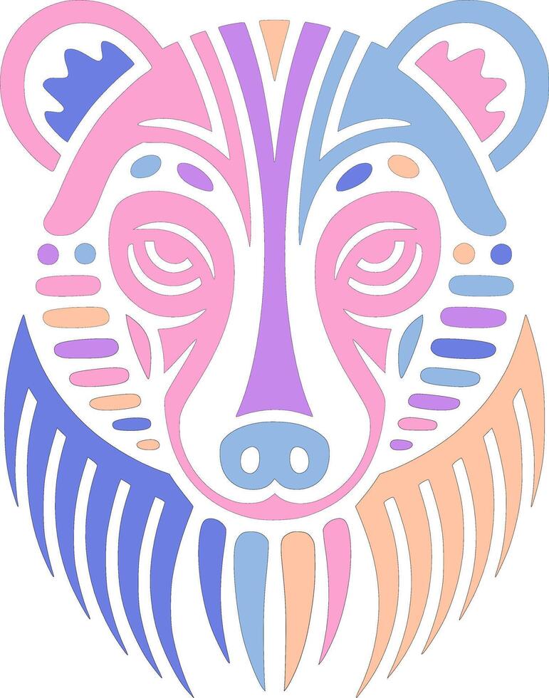 Mystical Stylized Tribal Coati Face Design vector