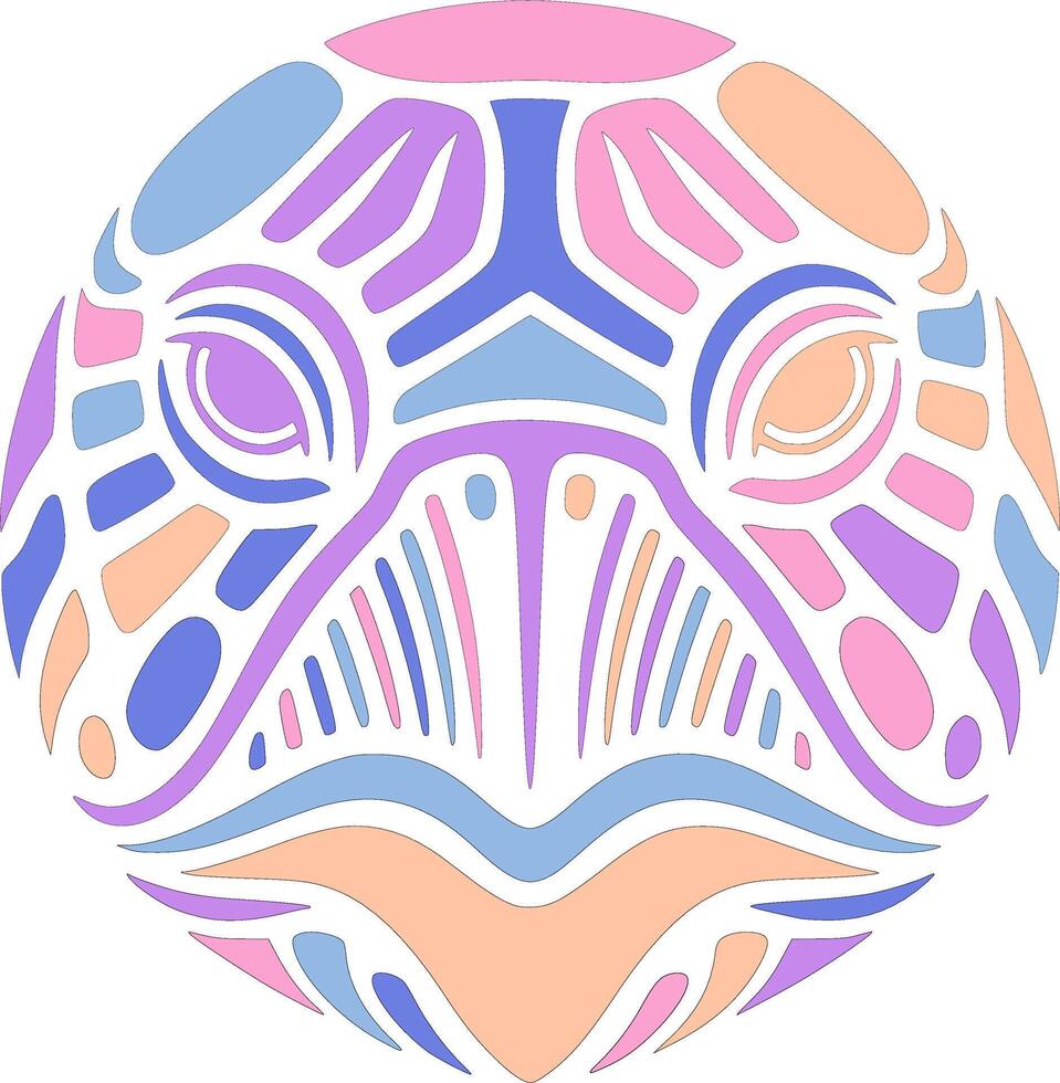 Tribal Hawksbill Turtle Face Design vector
