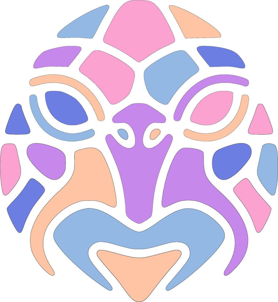 Iconic Tribal Hawksbill Turtle Face Design vector