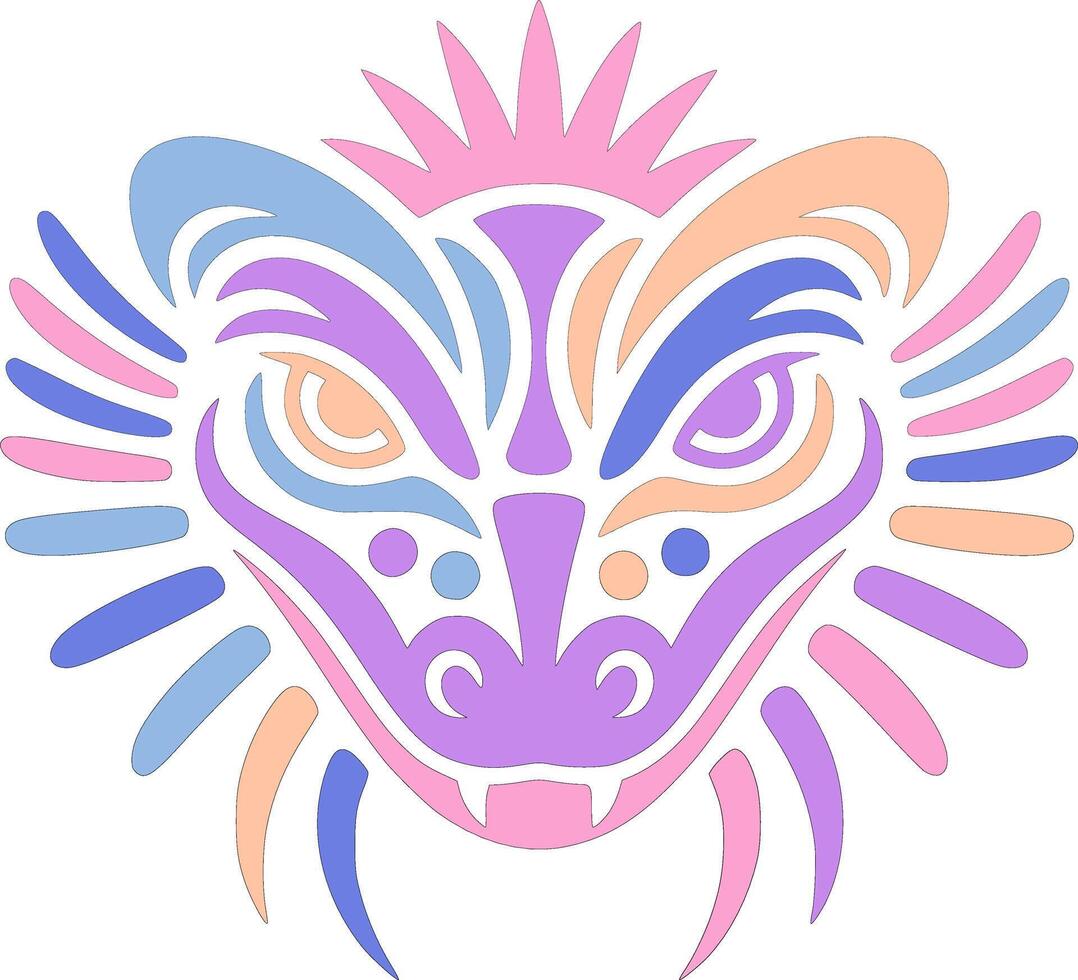 Decorated Tribal Basilisk Lizard Face Design vector