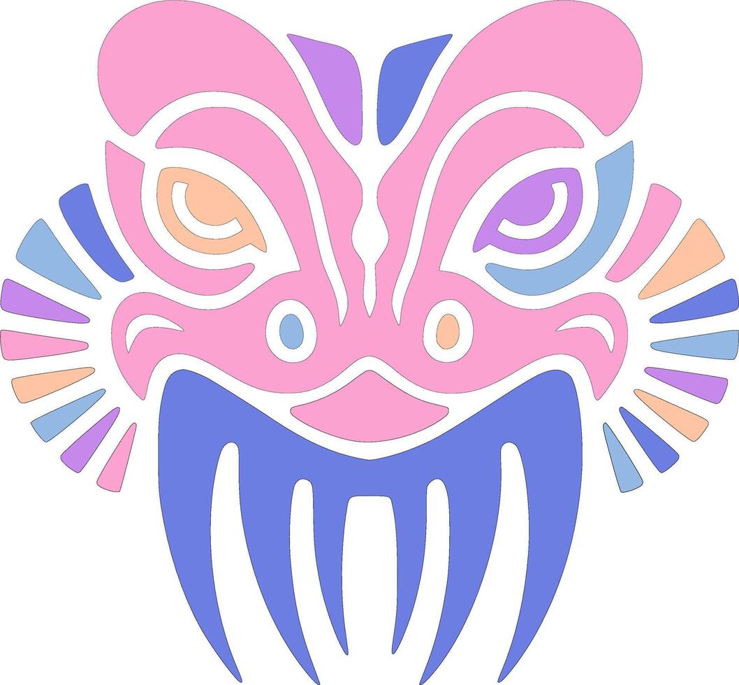 Fierce Tribal Basilisk Lizard Face Design vector