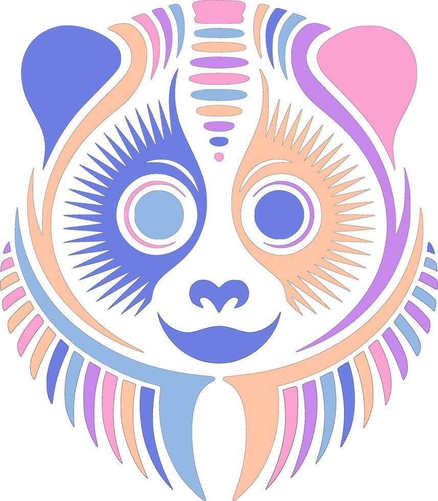 Ancient Tribal Slow Loris Face Design vector