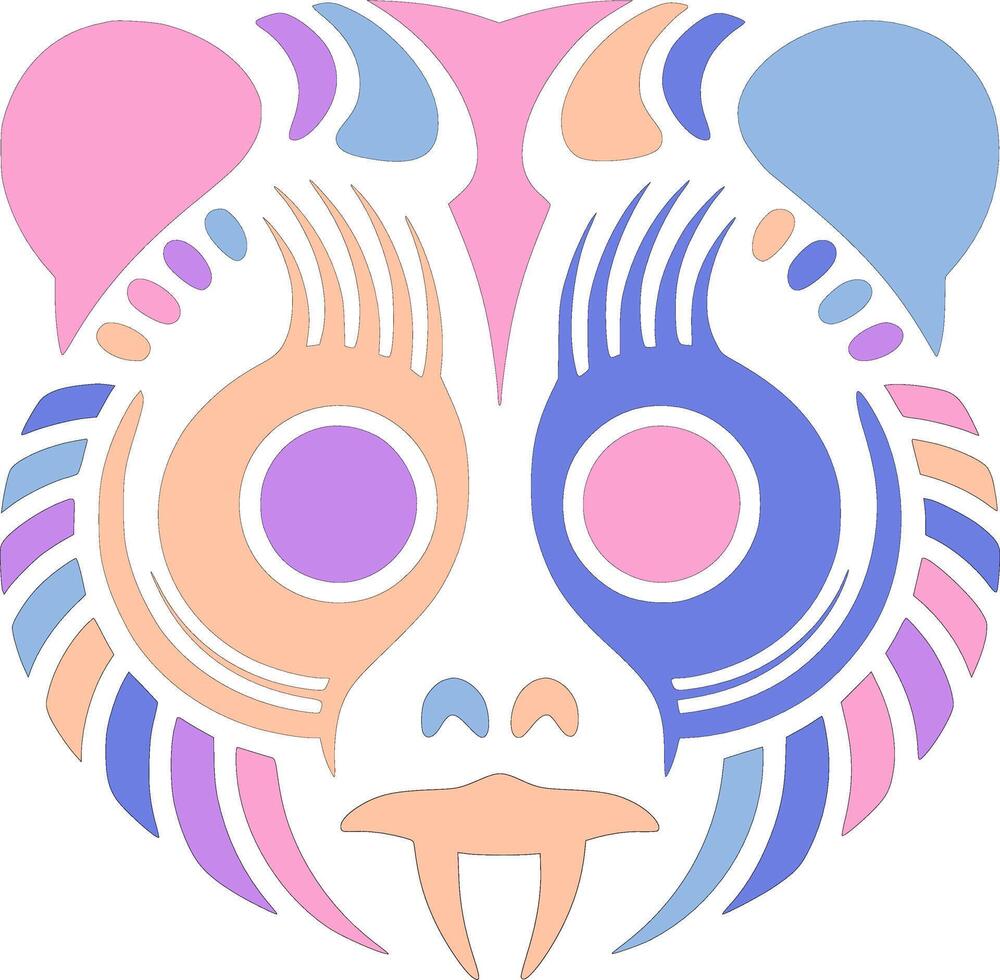 Iconic Tribal Slow Loris Face Design vector