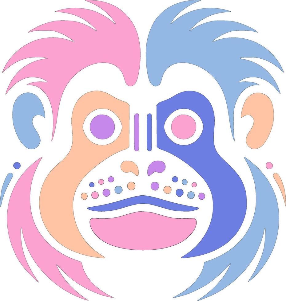 Fierce Tribal Cottontop Tamarin Face Design vector