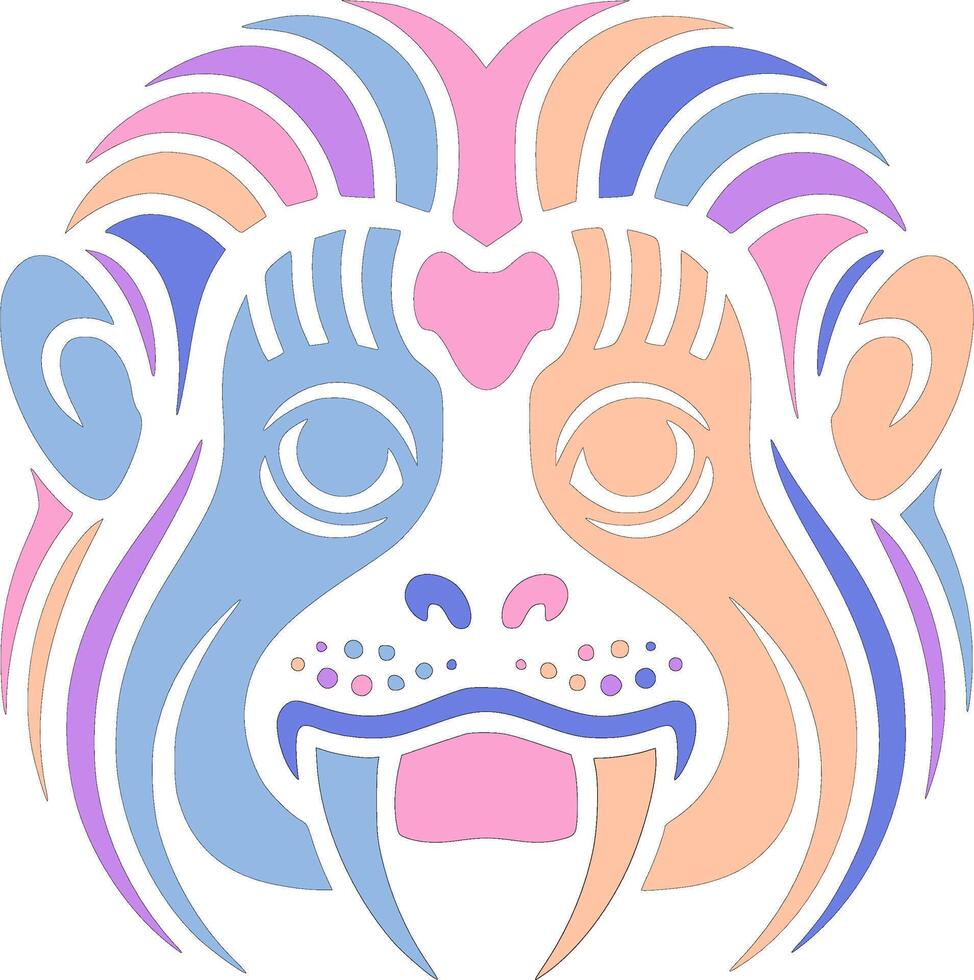 Decorated Tribal Cottontop Tamarin Face Design vector
