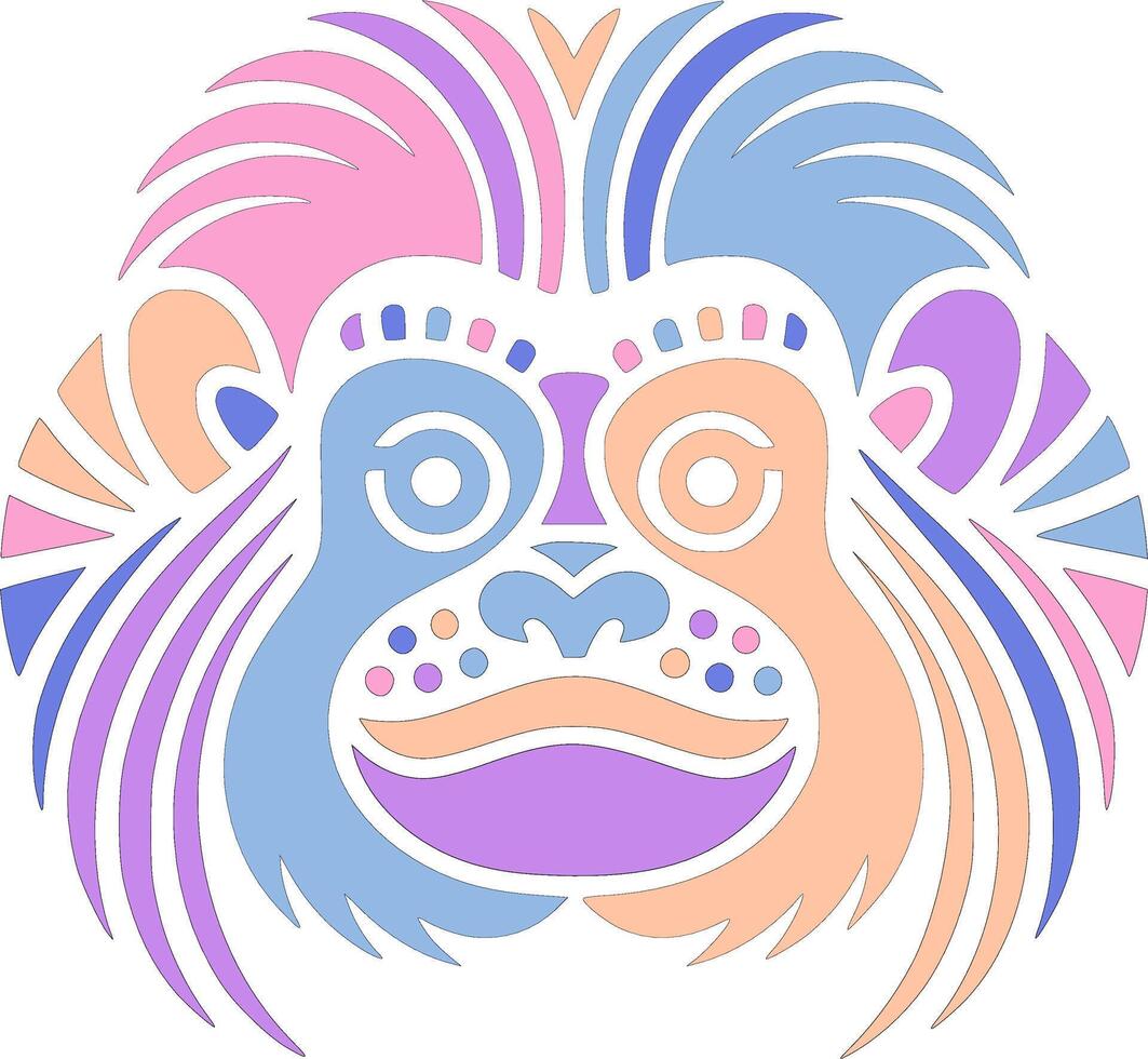 Sacred Tribal Cottontop Tamarin Face Design vector