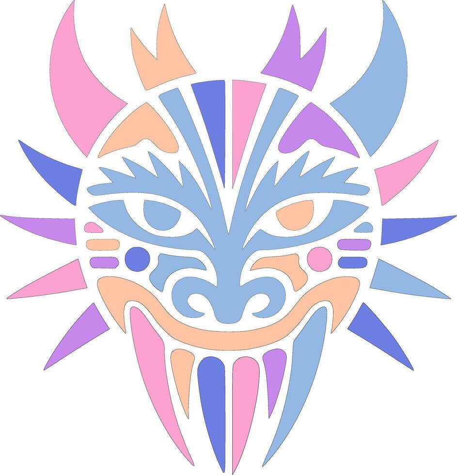 Decorated Tribal Thorny Devil Face Design vector