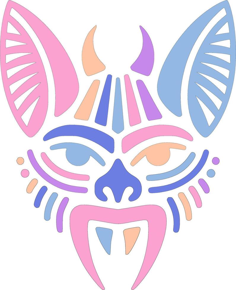 Ancient Tribal Suckerfooted Bat Face Design vector
