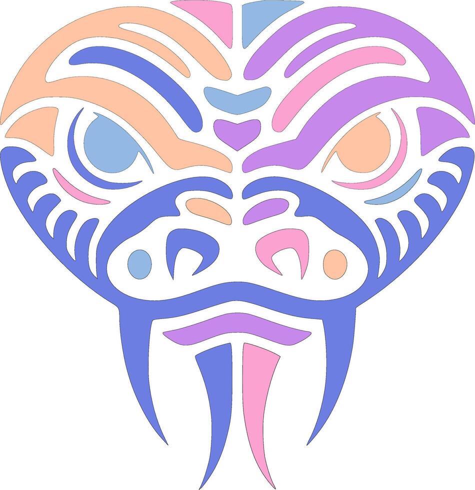 Ancient Brown Tree Snake Face Design vector