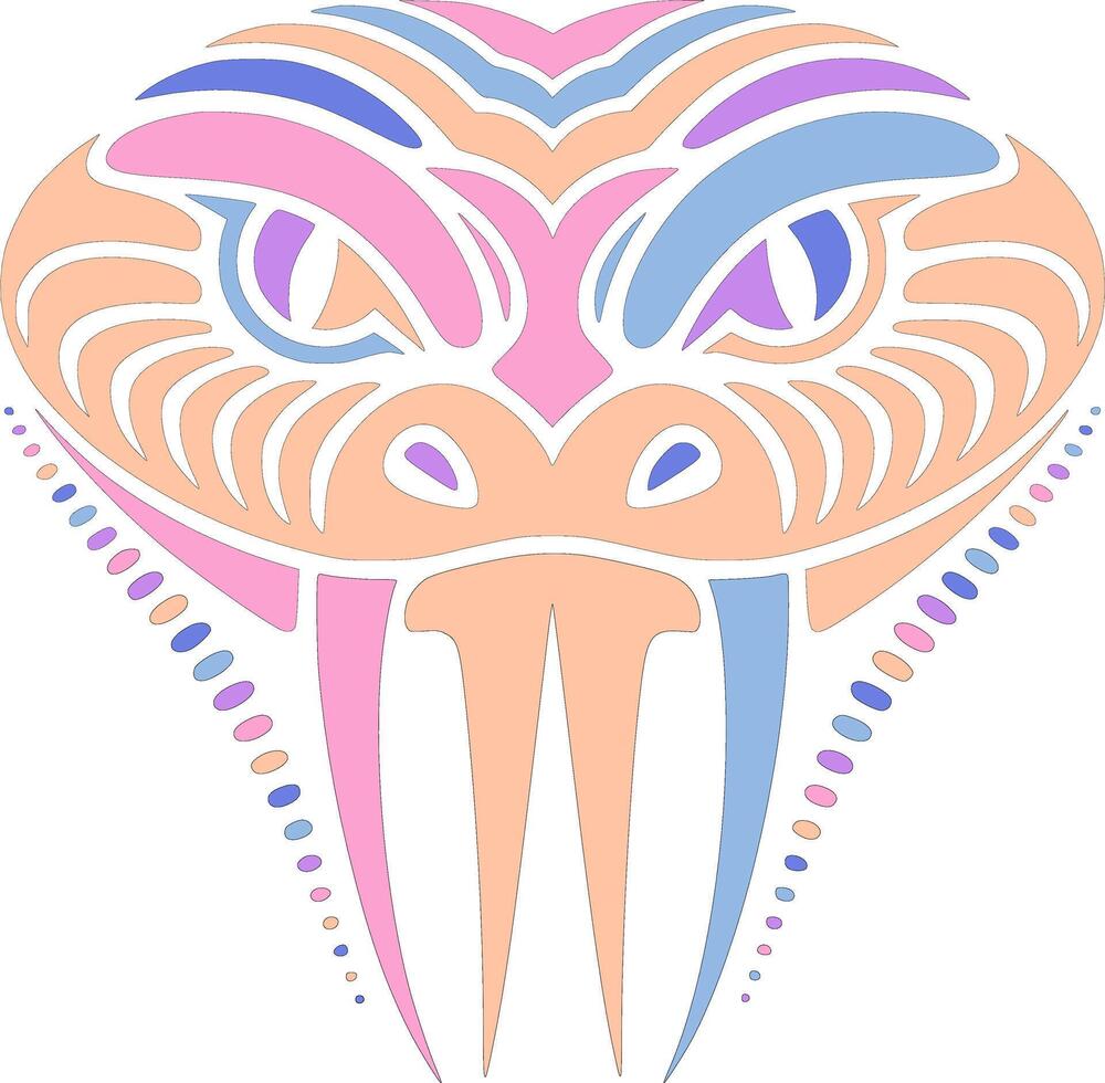 Mystical Brown Tree Snake Face Design vector
