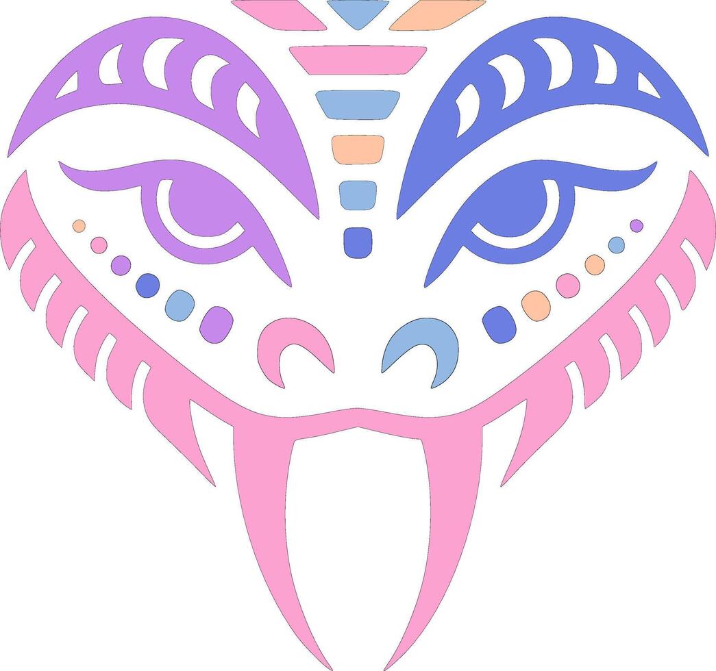 Mystical Tribal Flying Snake Face Design vector