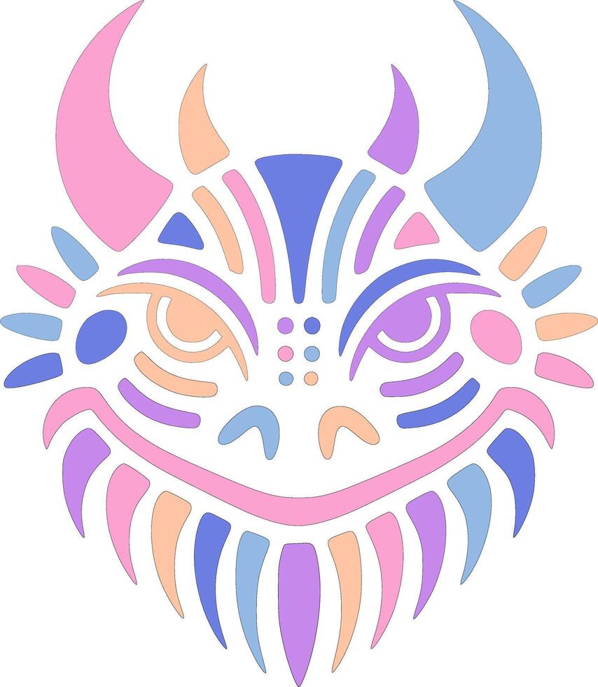 Iconic Tribal Horned Lizard Face Design vector