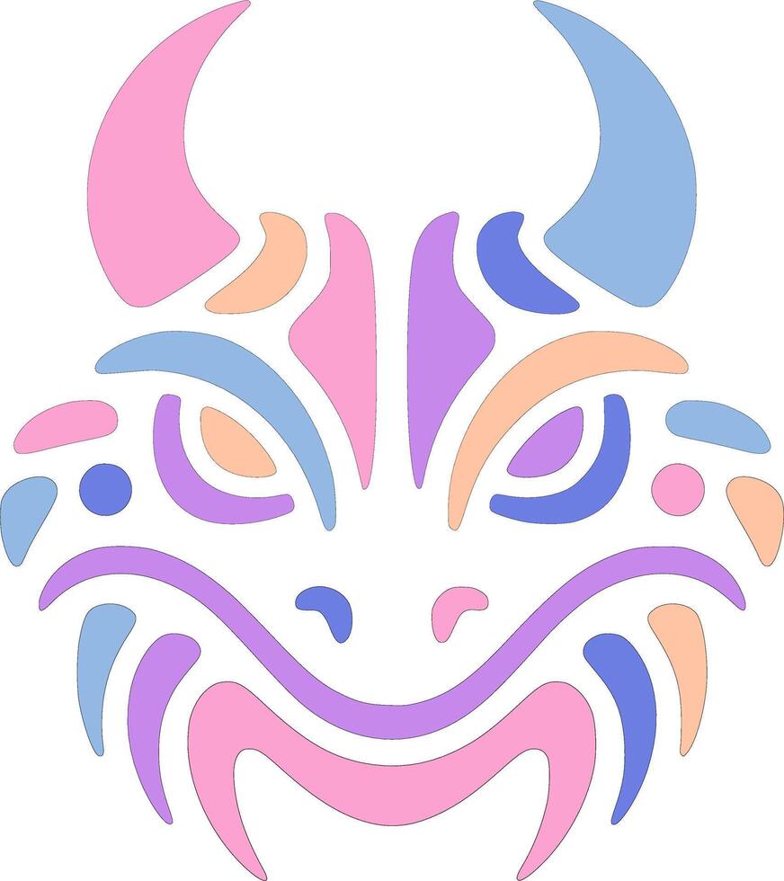 Mystical Tribal Horned Lizard Face Design vector