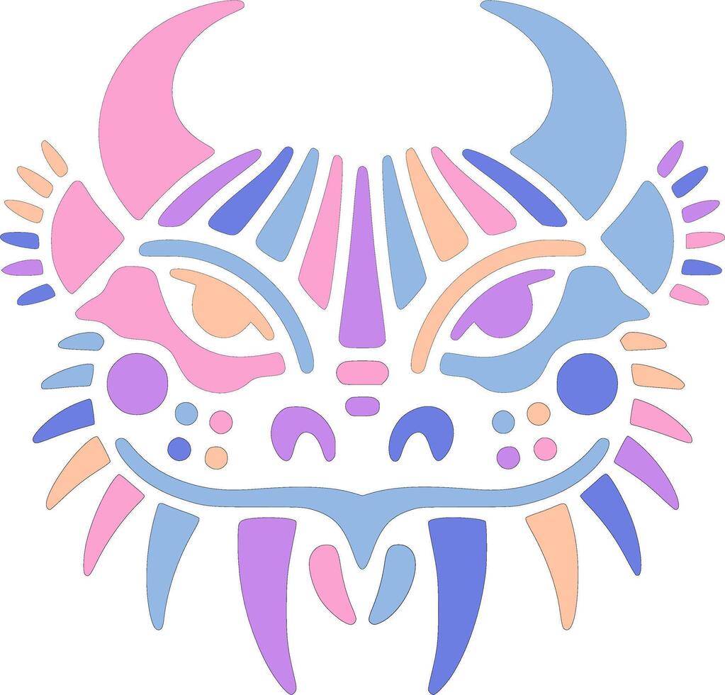 Ancient Tribal Horned Lizard Face Design vector