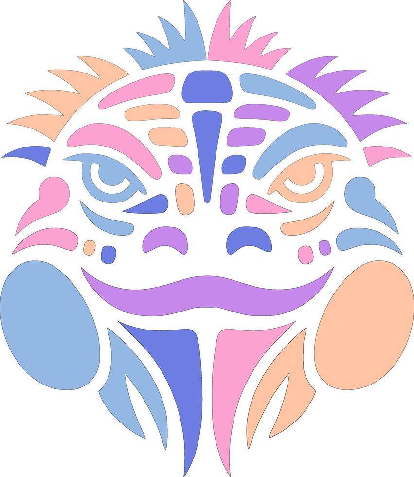 Ancient Tribal Marine Iguana Face Design vector