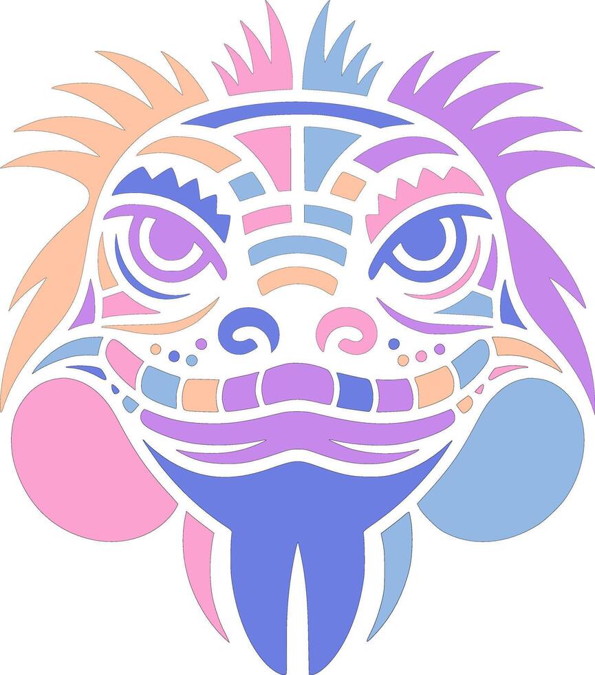 Iconic Tribal Marine Iguana Face Design vector