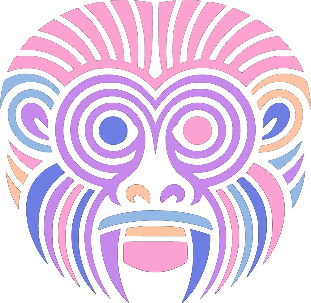 Iconic Tribal Redshanked Douc Face Design vector