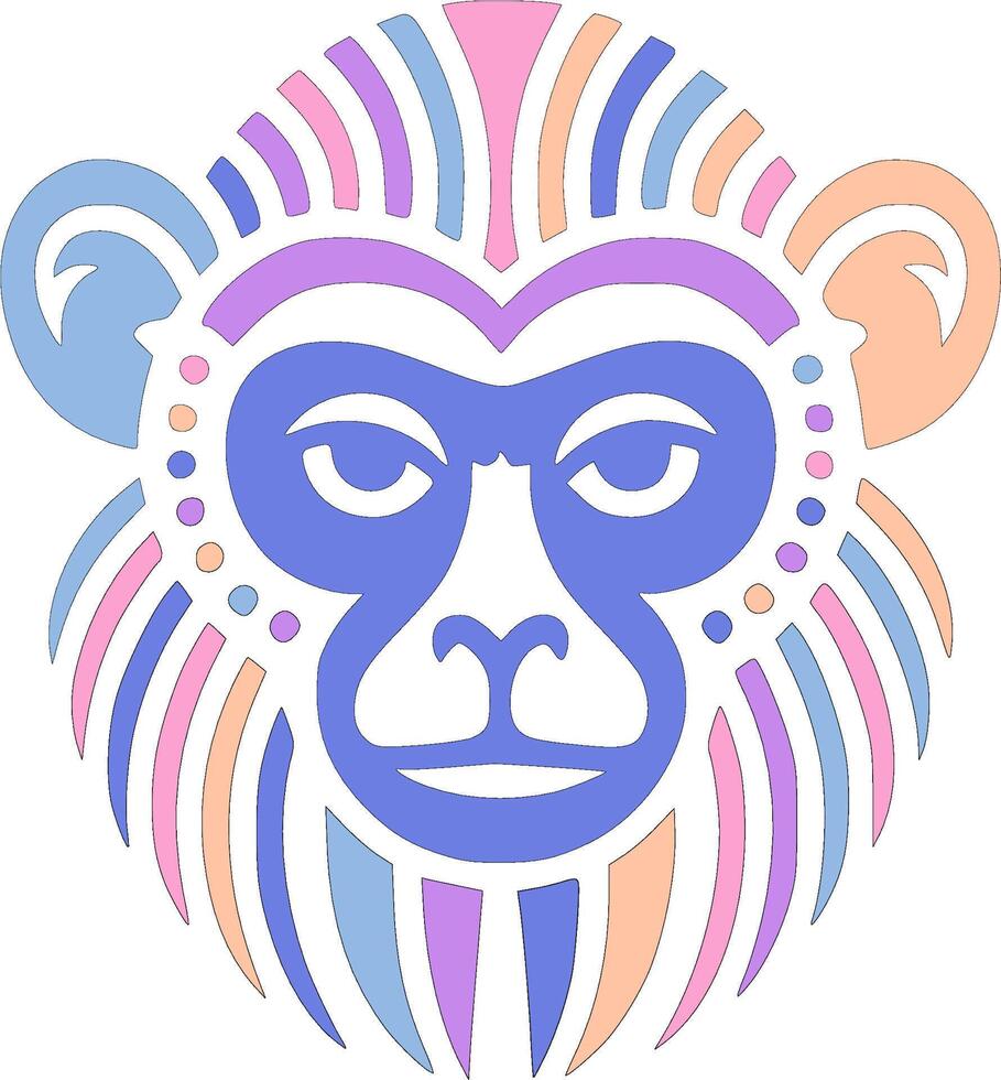 Tribal Gray Langur Face Design vector
