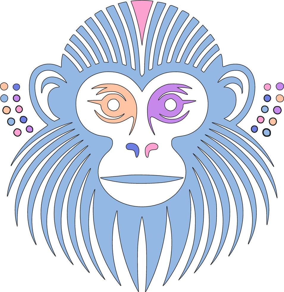 Iconic Silvered Leaf Monkey Face Design vector