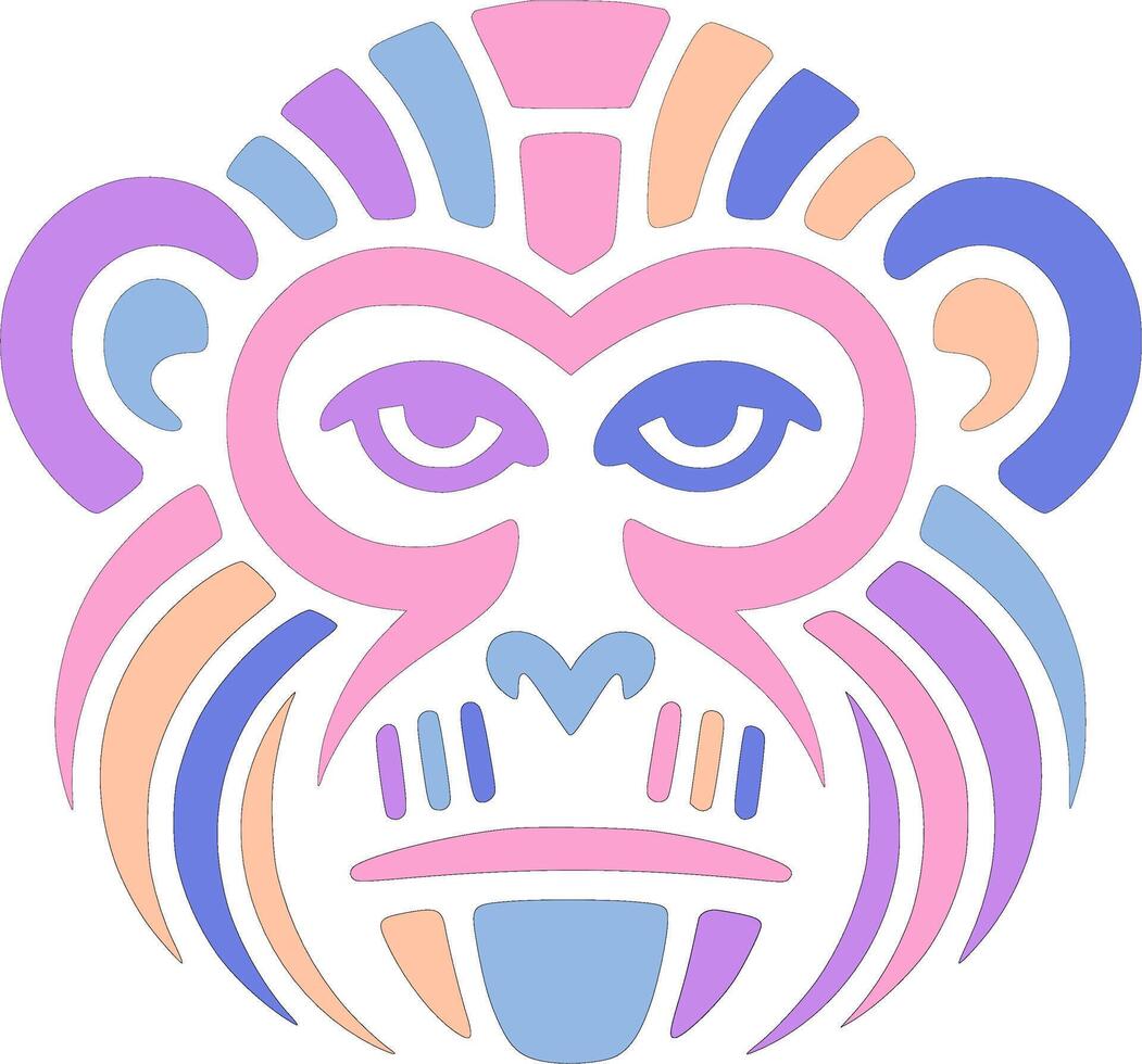Ancient Tribal Golden Monkey Face Design vector