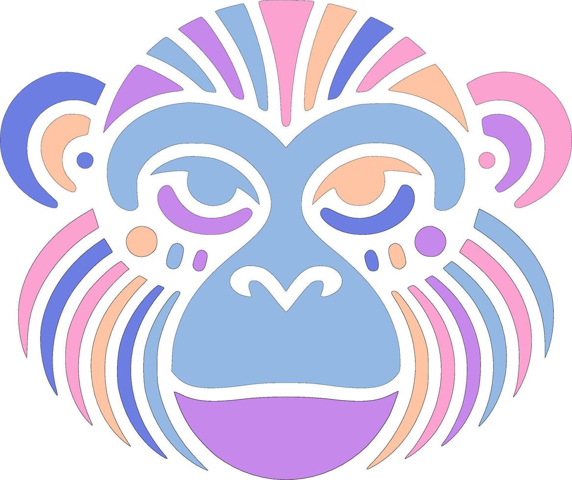 Mystical Tribal Golden Monkey Face Design vector