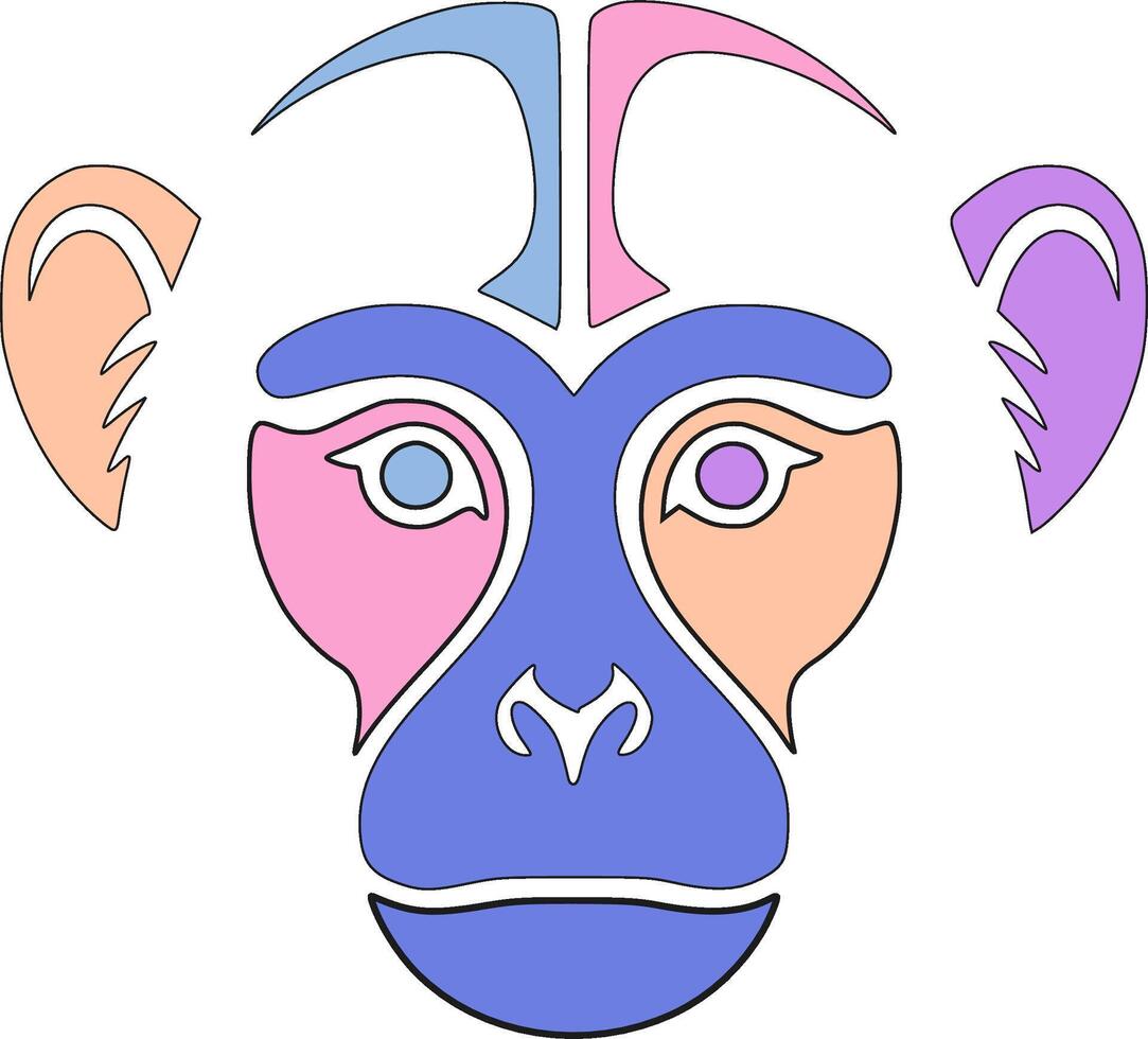 Iconic Tribal Gray Langur Face Design vector